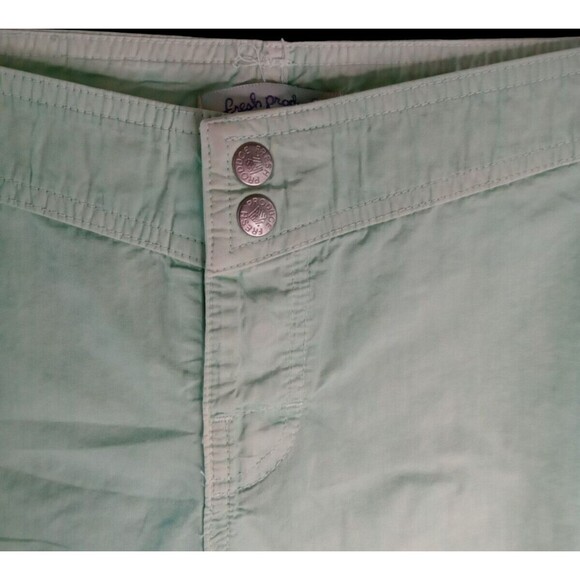 FRESH PRODUCE M CROP PANTS WIDE LEG LIGHTWEIGHT GREEN SNAP CLOSURE COTTON POCKET - Picture 3 of 8